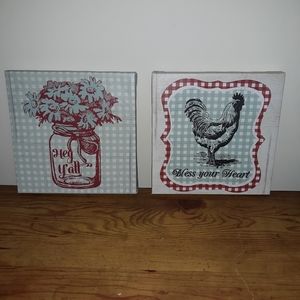 Set of 2 really cute country canvas pictures